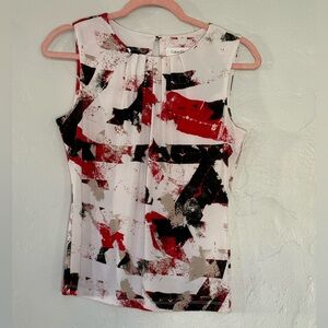 Calvin Klein Red and Black Abstract Tank Top (A16)